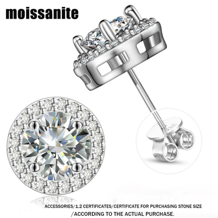 Classic Round 2CT Diamond Test Passed Moissanite Earring For Women Jewelry Sterling Silver 925 Fashion Earrings Engagement Gift - Image 8