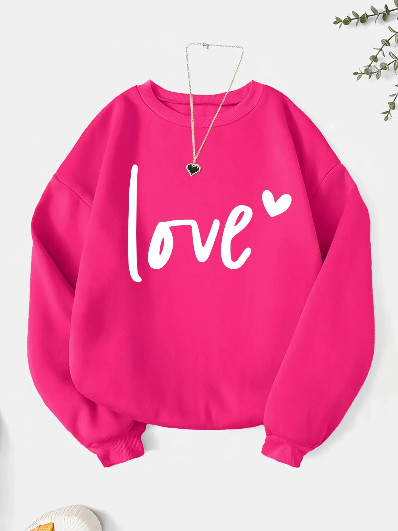 Women's Fashion Letter Print Crew Neck Graphic Sweatshirt for Fall & Winter