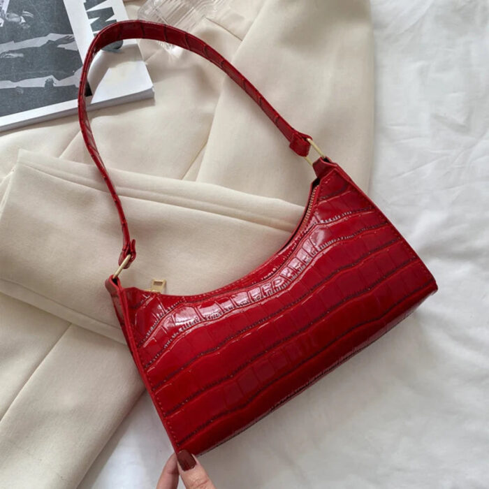 Fashion PU Leather Bags for Women Alligator Pattern Armpit Handbag Female Small Underarm Messenger Bag Purse - Image 2