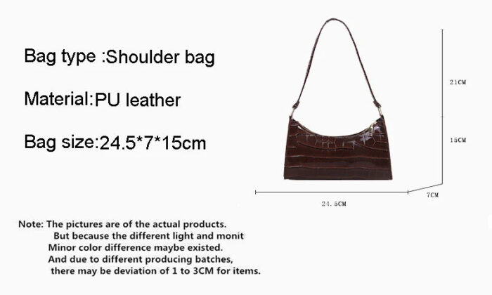 Fashion PU Leather Bags for Women Alligator Pattern Armpit Handbag Female Small Underarm Messenger Bag Purse - Image 8