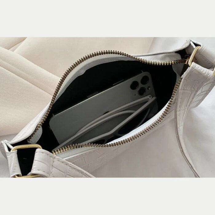 Fashion PU Leather Bags for Women Alligator Pattern Armpit Handbag Female Small Underarm Messenger Bag Purse - Image 3