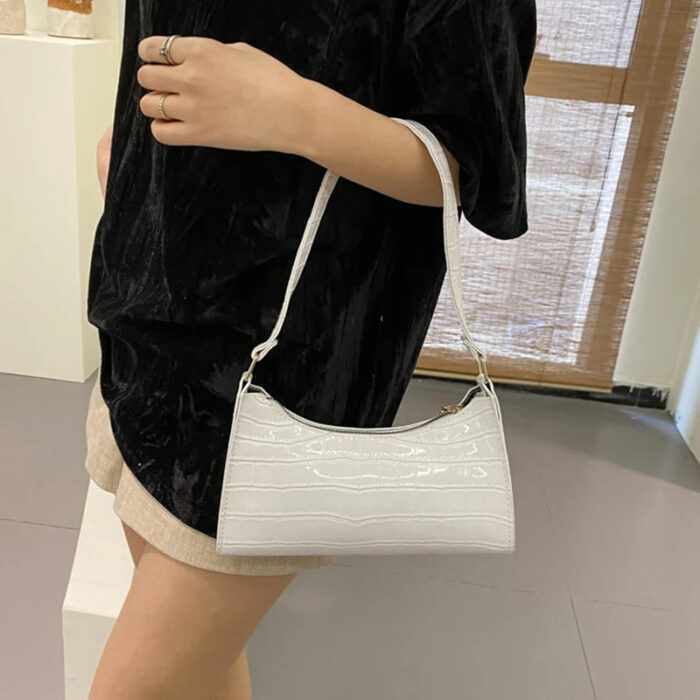 Fashion PU Leather Bags for Women Alligator Pattern Armpit Handbag Female Small Underarm Messenger Bag Purse - Image 4