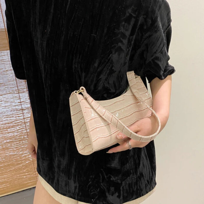 Fashion PU Leather Bags for Women Alligator Pattern Armpit Handbag Female Small Underarm Messenger Bag Purse - Image 5