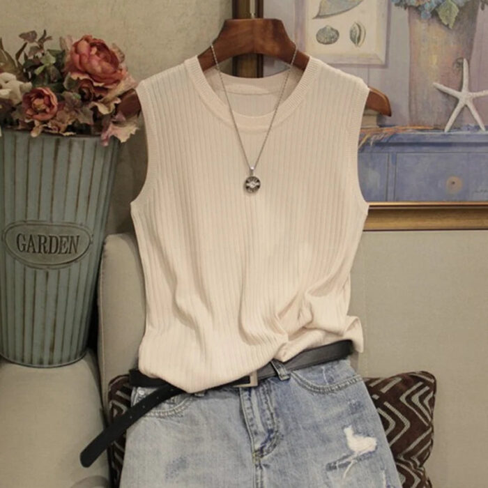 Fashion Woman Blouse 2023 Summer Sleeveless Blouse Women O-neck Knitted Blouse Shirt Women Clothes Womens Tops And Blouses C853 - Image 8