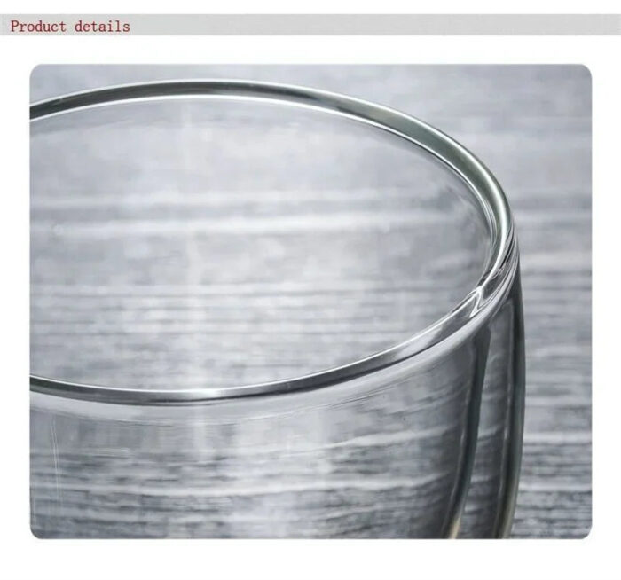 350ml Double Wall Glass Coffee Mug with Handle - Image 10