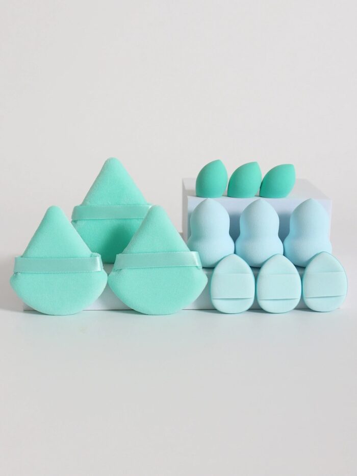 12-Piece All-Purpose Makeup Sponge Set, Made of 3 Loose Powder Puffs, 3 Mini Air Cushion Puffs, 3 Beauty Eggs and 3 Mini Beauty - Image 10