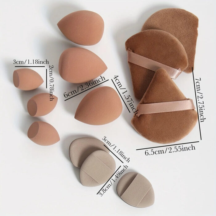 12-Piece All-Purpose Makeup Sponge Set, Made of 3 Loose Powder Puffs, 3 Mini Air Cushion Puffs, 3 Beauty Eggs and 3 Mini Beauty - Image 7