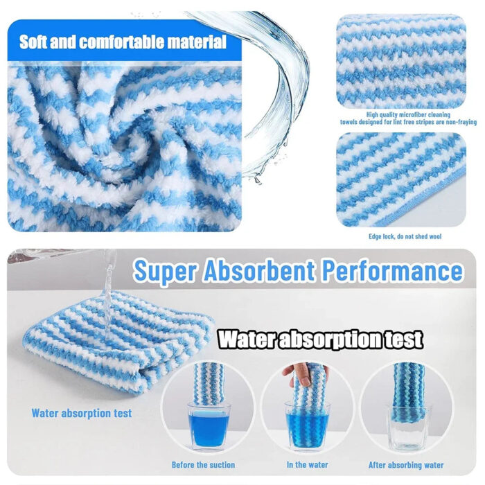 Microfiber Cleaning Cloth Velvet Thickened Dishcloths High Absorbent Scouring Kitchen Washing Dish Rags Household Wipe Towels - Image 10