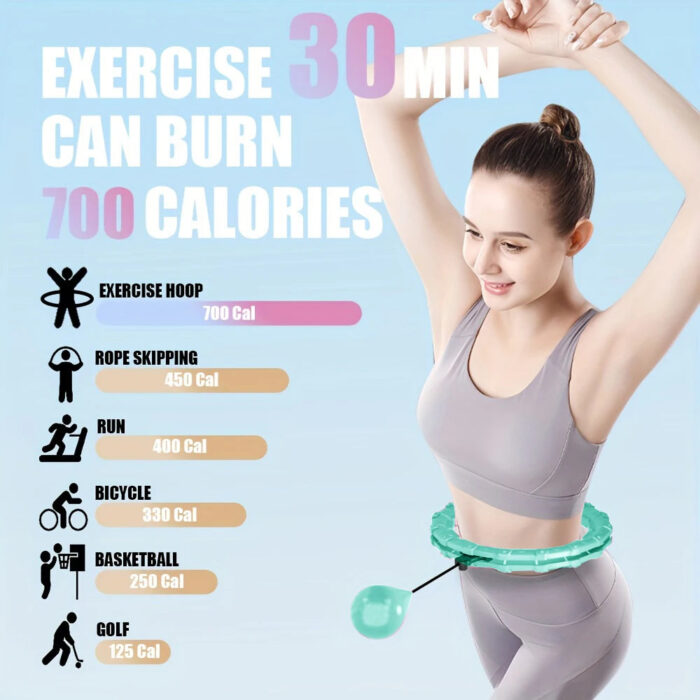 Weighted Hula Hoop Weight Loss 2 in 1 Adjustable with Detachable Knots - Image 2