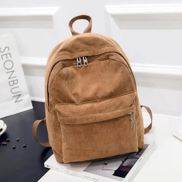 Xajzpa New Trend Backpack Fashion Women Corduroy Backpack College Women Solid Color School Backpack Travel Shoulder Bags For Teenagers - Image 8