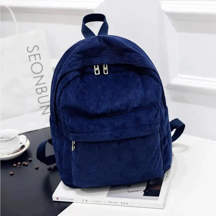 Xajzpa New Trend Backpack Fashion Women Corduroy Backpack College Women Solid Color School Backpack Travel Shoulder Bags For Teenagers - Image 9