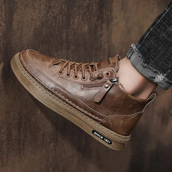 Men Boots Winter High Top Leather Shoes Fashion Cotton Shoes Outdoor - Image 5