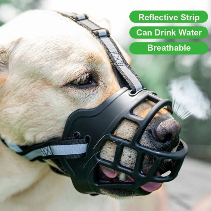 Anti-Biting Adjustable Dog Muzzle Fashion Breathable With Reflective Strip Dog Mouth Cover Plastic Can Drink Water - Image 7