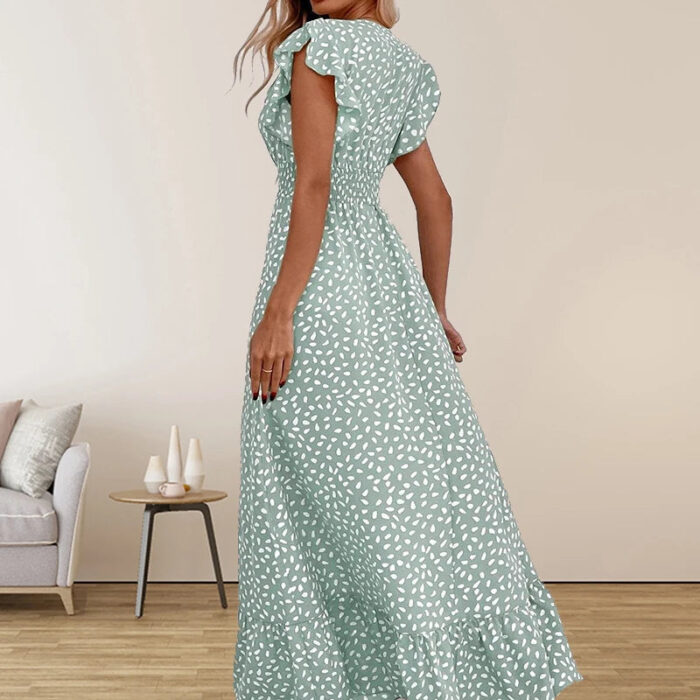 Amazon Cross border American Women's Wear 2024 Spring/Summer Fashion V-neck Long Dress - Image 4