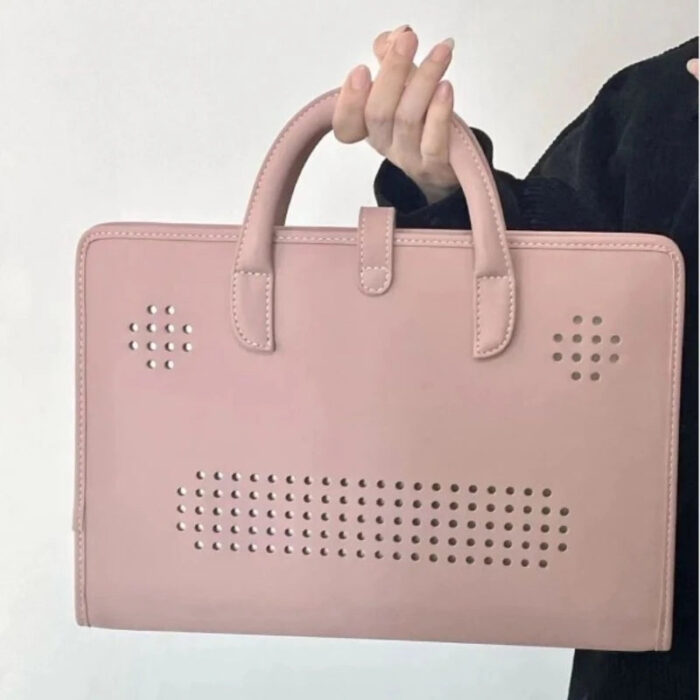 Pink Girls Casual All Match Simple Top-Handle Bags Korean Solid Trendy Chic Laptop Bag Sweet Y2k Fashion Travel Women's Handbags - Image 3