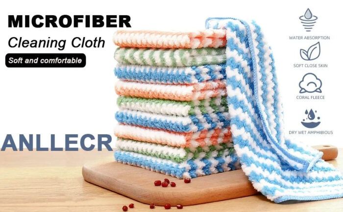 Microfiber Cleaning Cloth Velvet Thickened Dishcloths High Absorbent Scouring Kitchen Washing Dish Rags Household Wipe Towels - Image 9
