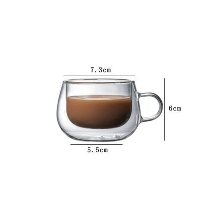 350ml Double Wall Glass Coffee Mug with Handle - Image 9