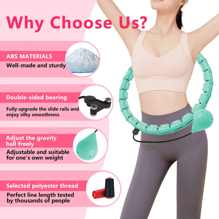 Weighted Hula Hoop Weight Loss 2 in 1 Adjustable with Detachable Knots - Image 3