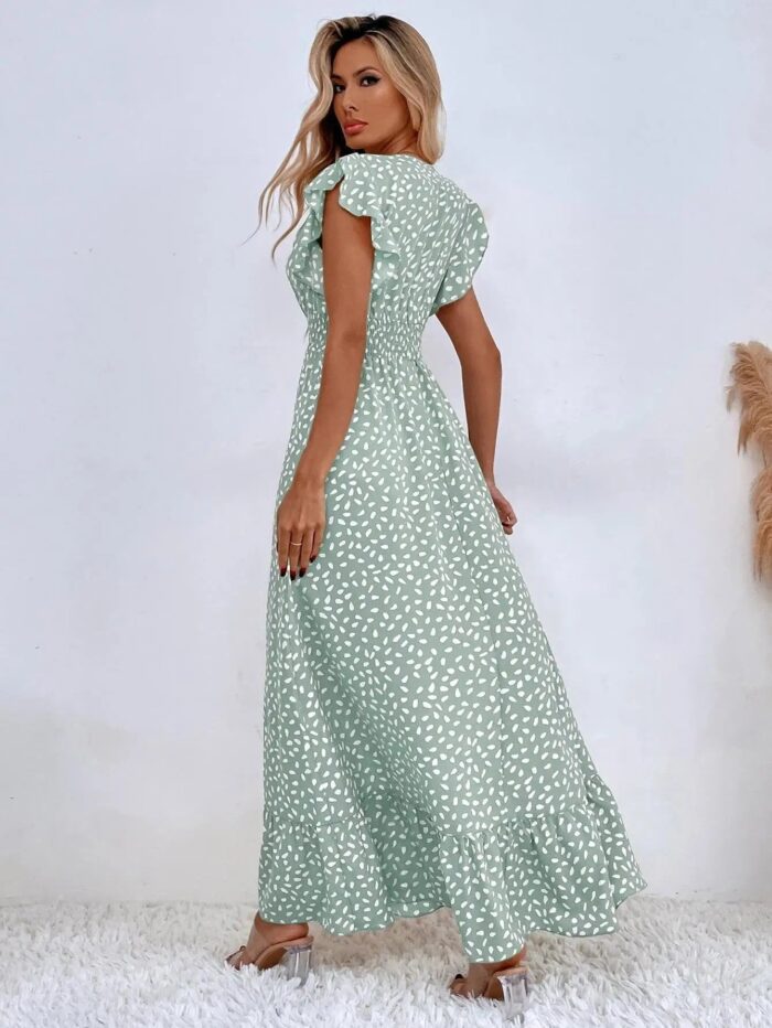 Amazon Cross border American Women's Wear 2024 Spring/Summer Fashion V-neck Long Dress - Image 2