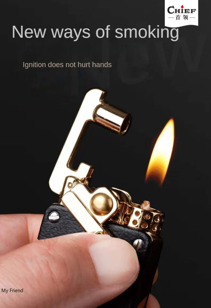 CHIEF New Metal Rocker Kerosene Lighter Creative Rocker Ignition Fashion Leather Lighter High-end Men's Gift - Image 9
