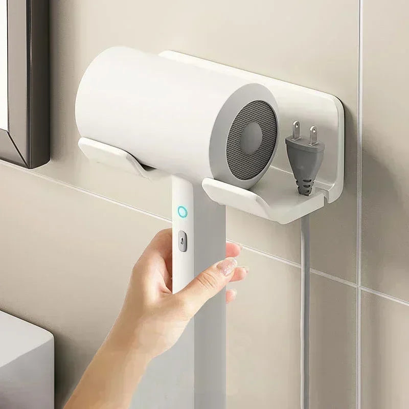 Hair Dryer Holder Wall Mounted Hair Straightener Dryer Hair Stand Bathroom Organizer Shelves Washroom Organization Shelves - Image 2