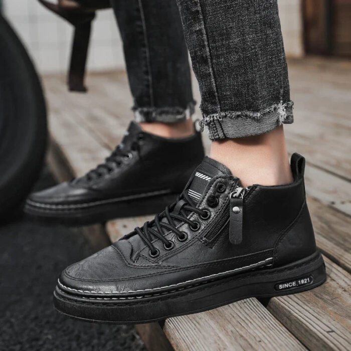 Men Boots Winter High Top Leather Shoes Fashion Cotton Shoes Outdoor - Image 6