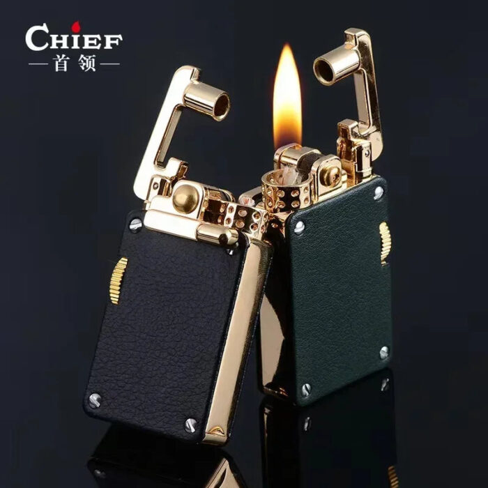 CHIEF New Metal Rocker Kerosene Lighter Creative Rocker Ignition Fashion Leather Lighter High-end Men's Gift - Image 2